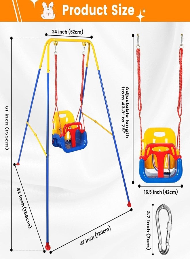 MAPPLE CREATION Toddler Swing Set with Frame Indoor & Outdoor Baby Swing with Foldable Metal Stand Kids Swing Set for Backyard, Easy to Assemble & Store, Blue - Image 3